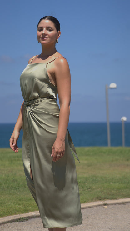 LOLA SKIRT GREEN SILKY SATIN